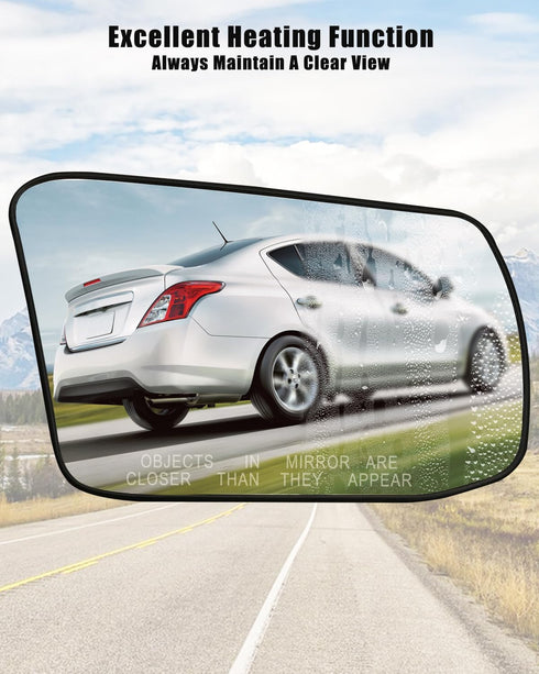 Passenger Side Heated Mirror Glass with Rear Holder Fit for Nissan Altima Sentra 2013 2014 2015 2016 2017 2018, Right Side Rear View Mirror Glass ...