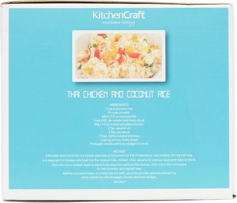 KitchenCraft Rice Cooker - Microwave Steamer, BPA Free Plastic, 1.5 Litre, White/Red...
