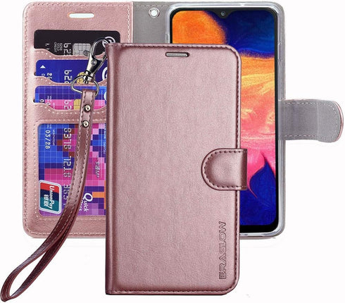 Galaxy A10E Wallet Case, Premium PU Leather Flip Cover with Card Slots & Kickstand - Rose Gold...