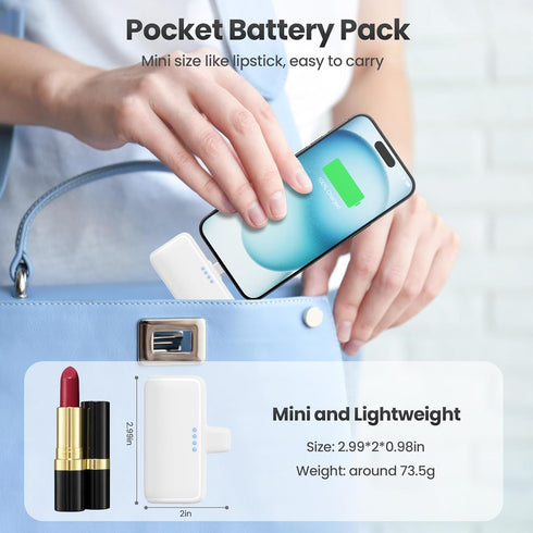 Small Portable Charger USB C Power Bank 3500mAh, PD Fast Charging Mini Battery Pack with USB-C Connector Compatible with iPhone 15/15 Plus/15 Pro/...