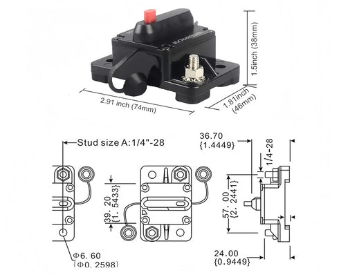 60Amp Circuit Breaker with Manual Reset Waterproof Inline Fuse Inverter for Marine Trolling Motors Boat ATV Manual Power Suface Mount 12V-48V DC...