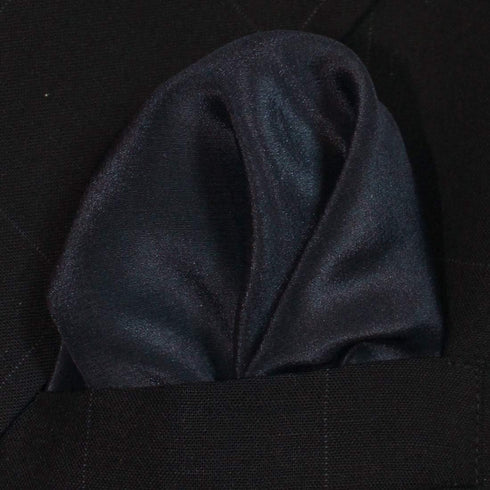 Fine Navy Blue 100% Silk Pocket Square Full-Sized 16"x16"...