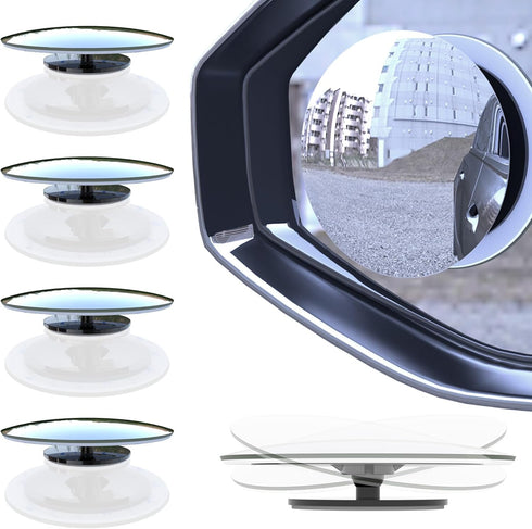 4pcs Round Blind Spot Mirror for Car, Car Blind Spot Frameless Convex HD Glass BlindSpot Mirrors Side Mirror, Rear View Mirror with Wide Angle Adj...