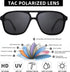JIM HALO Polarized Aviator Sunglasses Men Women Vintage Square Driving Glasses (Matte Black Frame/Polarized Grey Lens)...