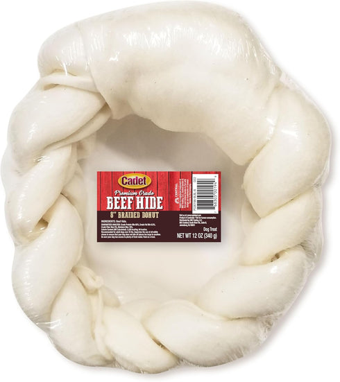 Cadet Premium Grade Beef Hide for Dogs, Long Lasting Rawhide Donut Bone, Single Ingredient Dog Chews, 8 Inch (1 Count)...