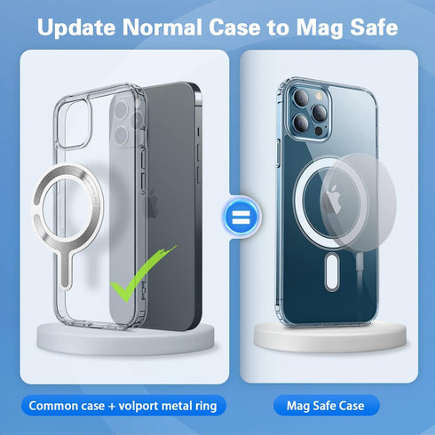 Magnetic Adapter Ring for Magsafe, Strong Adhesive Magnet Sticker Case Converter for iPhone 15/14 /13/12 Android, Metal Loop Conversion Kit for Ma...