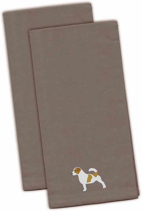 Caroline's Treasures BB3407GYTWE Jack Russell Terrier Gray Embroidered Towel Set of 2 Decorative Bathroom Guest Hand Towel for Hand, Face, Tea, Di...