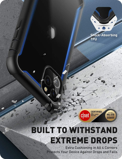 i-Blason Ares Case for iPhone 11 Pro Max 2019 Release, Dual Layer Rugged Clear Bumper Case with Built-in Screen Protector (Blue)...