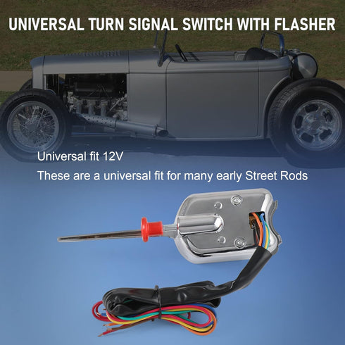 JDMSPEED New Chrome 12V Universal Street Hot Rod Turn Signal Switch with Flasher Replacement for Ford GM...
