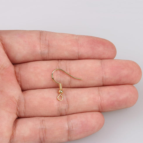 14K Gold Earring Hooks 50 PCS - Earring Hooks for Jewelry Making - Hypoallergenic Earring Hooks, Ear Wires Fish Hooks, Earring Findings, Earring H...