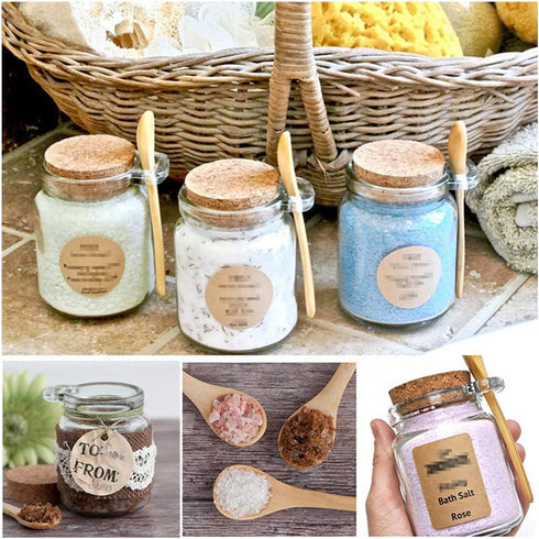 1Pcs 250ml/8.5oz Empty Clear Glass Jam Jar with Cork and Spoon Multipurpose Honey Candy Coffee Bath Salts Storage Canister Can Pot Tin Bottle Cont...