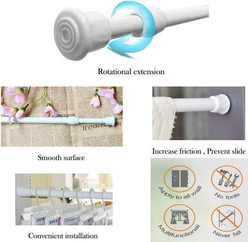 Tension Rods Shower 15.7 to 28 in Small Adjustable Curtain Window Rods in Extendable Telescopic Width Spring Cupboard Bars for Kitchen Utensils,Fi...