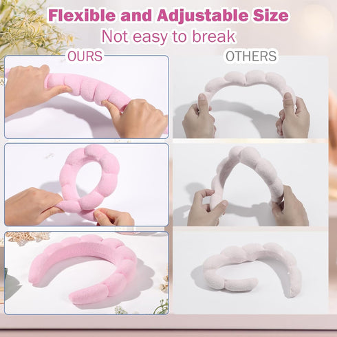 Spa Headband for Washing Face, Sponge Makeup Headband Bubble Skincare Headbands, Terry Cloth Headbands Non-slip Facial Headband for Girls Women...