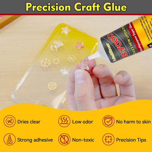 B7000 Jewelry Glue Clear for Rhinestone, 0.9 fl oz Craft Adhesive Glue with Precision Tip Multi Function Fabric Glue for Metal Stone Graduation Ph...