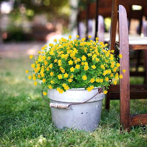 8 Bundles Artificial Flowers Outdoor UV Resistant Fake Plastic Plants Faux Greenery Shrubs Indoor Outside Hanging Planter Home Kitchen Office Wedd...