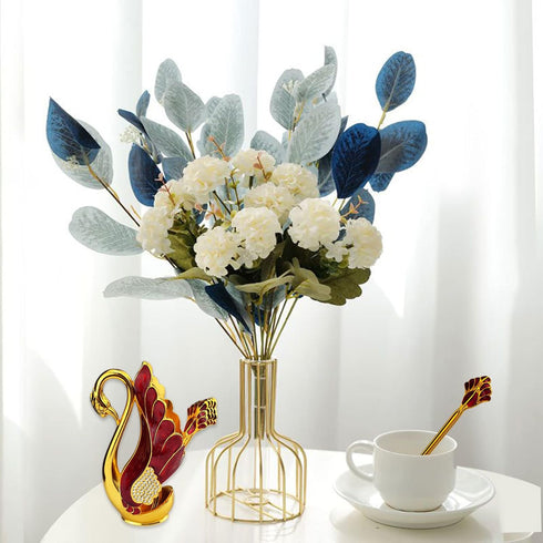 Swan Base Holder with 6pcs Coffee Dessert Dinner Spoon Set, Metal Coffee Spoon Organizer Teaspoon Fruit Dessert Flatware Sugar Ice Cream Spoons (R...