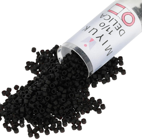 Miyuki Delica Seed Beads – Size 11/0 (1.6 mm), DB0310, Matte Black, 7.2 g, Approx. 1440 Beads, Made in Japan...