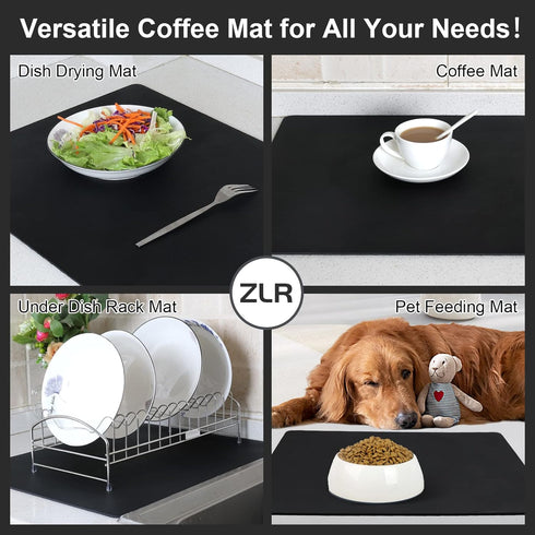 Abosrbent Dish Drying Mat for Kitchen Counter - Easy to Clean Non Slip Coffee Mat for Countertop - Multiple Usage Coffee Bar Accessories for Espre...
