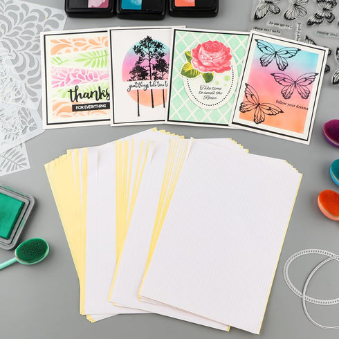 80 Sheets/Set Masking Strips Stamping Mask PaperAdhesive Stamp Masking Paper for Crafting, Repositionable Low-Tack Adhesive Sheets15.2x21cm/6x8.3i...