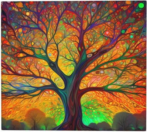 Tree of Life Colorful Leaves Dish Drying Mat for Countertops 18x16 Inches, Dish Drainer Protector Pad with Hanging Loop for Home Kitchen...