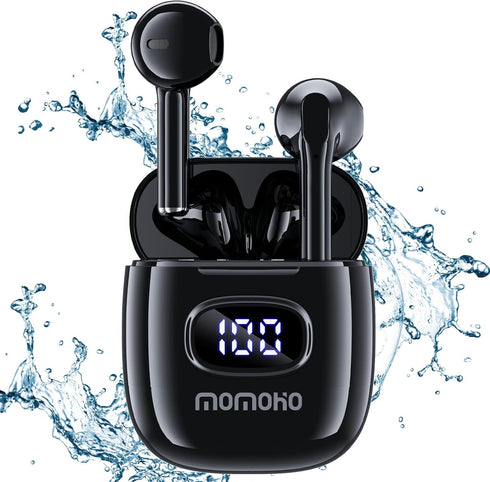 T11 Wireless Earbuds for iPhone Android with LED Power Display for Small Ears, 50H Play Time, Waterproof Earbuds Wireless Bluetooth with Mic (Blac...