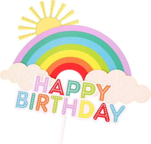 Glitter Happy Birthday Cake Toppers Rainbow Cake Picks Baby Shower Birthday Party Cake Decoration Supplies Rainbow Cake Decorations- 1 Pack...