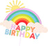 Glitter Happy Birthday Cake Toppers Rainbow Cake Picks Baby Shower Birthday Party Cake Decoration Supplies Rainbow Cake Decorations- 1 Pack...