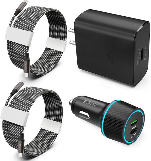 S23 S24 Ultra Charger Type C, SCRUAK 45W PPS Super Fast USB-C Wall/Car Charger for Samsung Galaxy S24 Ultra/S24+/S24/S23 Ultra/S23+/S23/S22/S20/No...