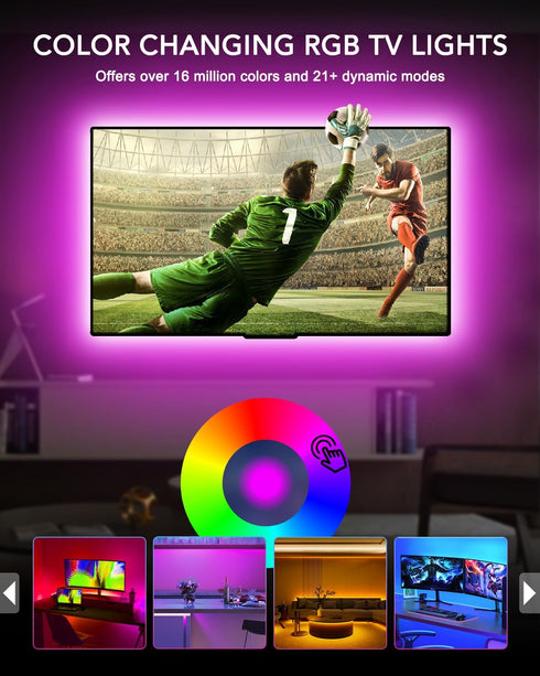 LED Lights for TV, 13.1ft RGB Strip Lights for TV Behind 45-60in TV, Bluetooth APP Remote Control Music Sync TV Backlight for Bedroom Gaming Room...