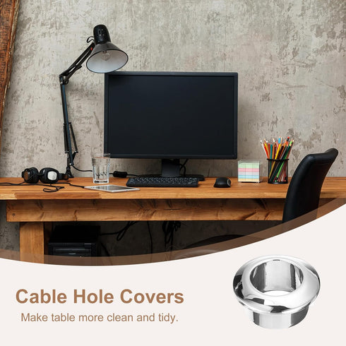 uxcell 6Pcs Cable Hole Cover, 12/32 inch(18mm) ABS Office Desk Cable Wire Cord Grommet Cable Cord Organizer for Office Desktop Wire, Silver...
