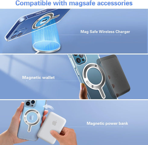 Magnetic Adapter Ring for Magsafe, Strong Adhesive Magnet Sticker Case Converter for iPhone 15/14 /13/12 Android, Metal Loop Conversion Kit for Ma...