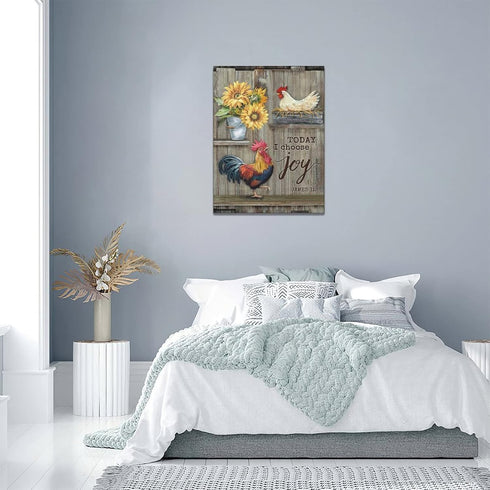 Country Rooster Wall Art Farm Chicken Hen Sunflower Canvas Prints Painting Farmhouse Rustic Animals Pictures Framed Artwork Home Decor for Kitchen...