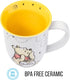 Silver Buffalo Disney Winnie the Pooh But First Hunny Wide Rim Bees Flying Ceramic Mug, 16 Ounces...