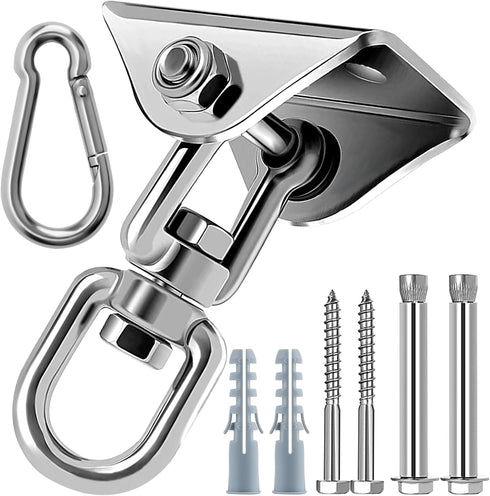 360°Rotating Hammock Hanging Kit - Heavy Duty Hanging Hooks for Swing Hanging Hook kit Stainless Steel 1000 lb Loading Hammock Hooks for Trapeze, ...