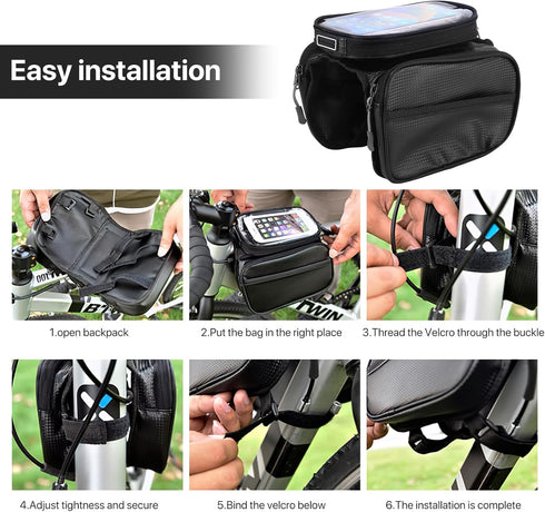 Bicycle Top Tube Bag?Comes With Rain Cover?Waterproof Bicycle Front Rack Bag?Top Tube Bicycle Bag Suitable Road Mountain Bike Outdoor Cycling Trav...