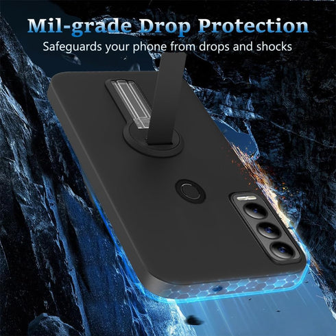 Case for AT&T Motivate Max U668AA / Cricket Ovation 3 Phone Case with Glass Screen Protector 360° Rotatable Folding hidden Kickstand/Stand Silicon...