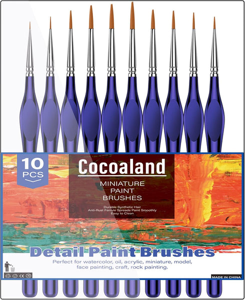 Miniature Paint Brushes,10Pcs Round Pointed Tip Paintbrushes, Micro Detail Paint Brush Set, Triangular Grip Handles Art Brushes Perfect for Acryli...