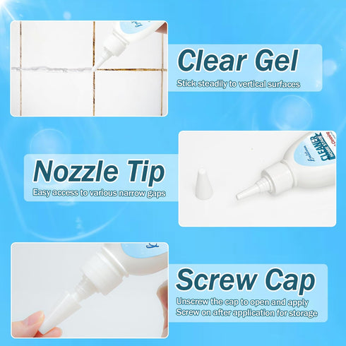 Home Remover Gel, Cleaner for Washing Machine, Refrigerator Strips, Bathroom Tiles, Washbasins, Silicone Surfaces Grout Cleaner (8 Fl Oz (Pack of ...