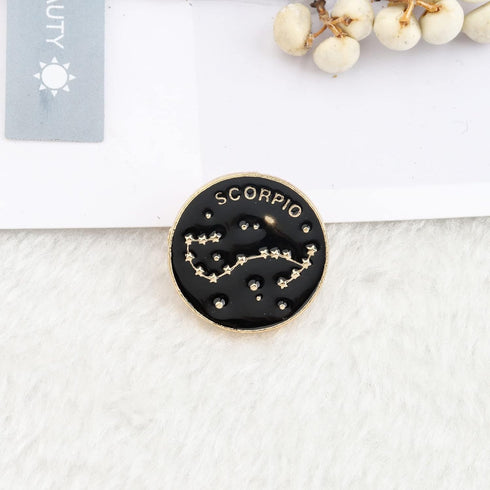 Zodiac Sign Constellation Brooch Astrology Horoscope Birthday Gift for Women Man Astrology Enamel Pins for Birth...