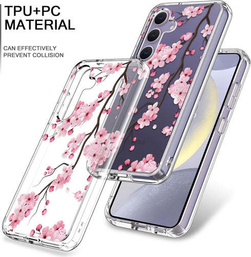 bicol for Samsung Galaxy S24 Case with Screen Protector and Camera Lens Protector - Fashionable Floral Designs for Women Girls - Shockproof Acryli...