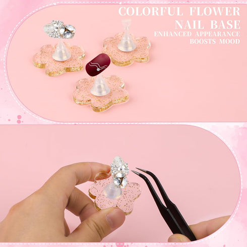 Prasacco Nail Stand for Press On, Nail Holder for Painting Nails Nails Display Practice Art Magnetic Nails Stand Acrylic Nail Art with 30 pcs Reus...
