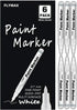 White Paint Pen, 6 Pack 0.7mm Acrylic Permanent Marker White Paint Pens for Wood Rock Plastic Leather Glass Stone Metal Canvas Ceramic Marker Extr...
