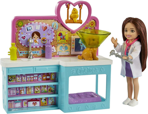 Barbie Doll & Playset with Accessories, Chelsea Can Be Pet Vet Set with Brunette Small Doll, 4 Animals & 18 Pieces...