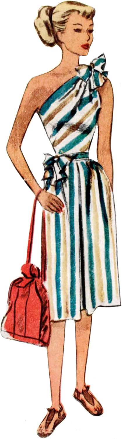 McCall's Vintage 1940's Misses' Dress Sewing Pattern Packet, Design Code M8380, Sizes 6-8-10-12-14...