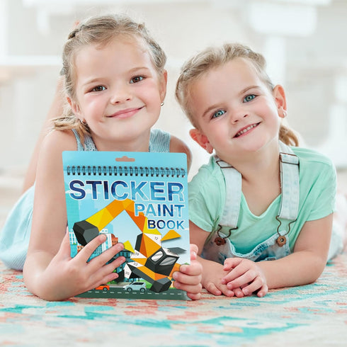Vehicle Sticker Book for Kids Ages 4-8, Crafts for Kids Ages 4-8 Sticker Paint Books Boys and Girls Birthday Gifts Party Favor, Travel Toys Car St...