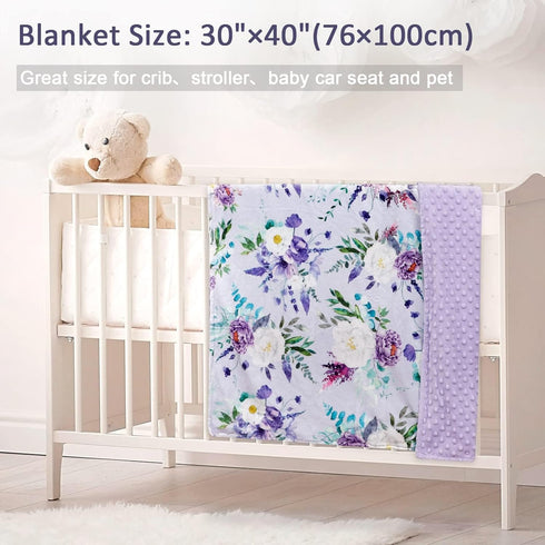 Baby Blankets for Girls Boys Soft Plush Minky Blanket 30x40 Inches with Double Layer Dotted Backing for Toddler Newborn, Purple Baby Crib Blanket ...