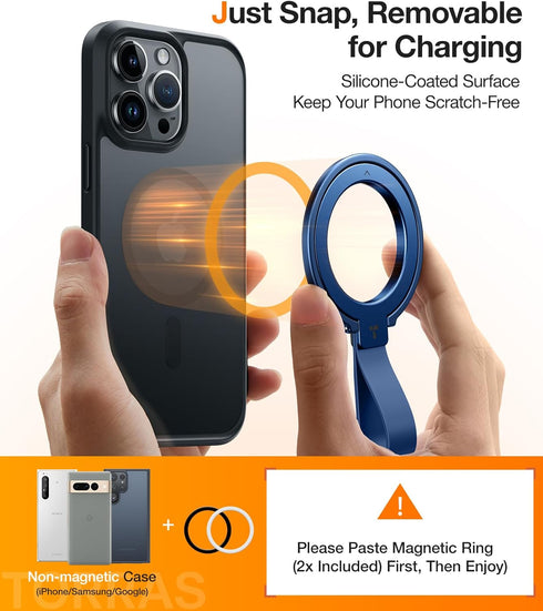 TORRAS 2023 Upgrade Magnetic Phone Grip Holder Kickstand, Compatible with PopSockets MagSafe Ring Removable, for iPhone 15, 14, 13, 12 11 Pro/Max/...