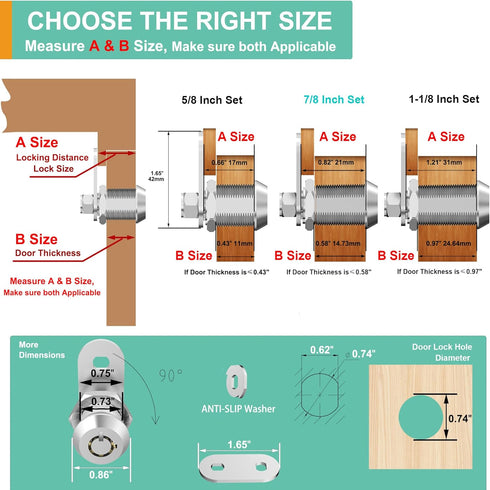 3 Pack Cabinet Locks with Keys, 5/8" Cam Lock, RV Compartment Storage Locks RV Locks for Storage Door Drawer Tool Box Locks, Zinc Alloy...