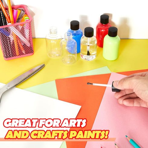 24 Pcs Plastic Empty Glue Bottles with Brushes 1.7 oz Art Empty Paint Bottles Glue Toddlers Kids Art Crafts Supplies Jar Set for Classroom Kinderg...