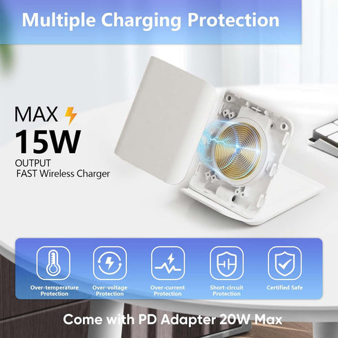 Wireless Charger for Samsung Galaxy Z Flip, Foldable Portable Travel Wireless Charging Stand, 15W Fast Wireless Charger Station for Galaxy Z Flip6...